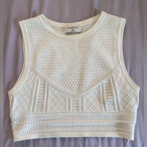 Aritzia Babaton Pointelle White Knit Tank